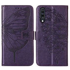 Coque Portefeuille Papillon Livre Cuir Etui Clapet Y01B pour Samsung Galaxy A50 Violet