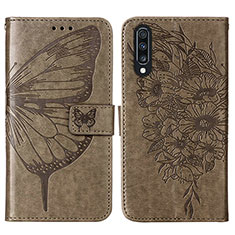 Coque Portefeuille Papillon Livre Cuir Etui Clapet Y01B pour Samsung Galaxy A50S Gris