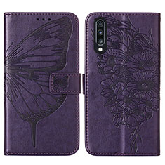 Coque Portefeuille Papillon Livre Cuir Etui Clapet Y01B pour Samsung Galaxy A50S Violet