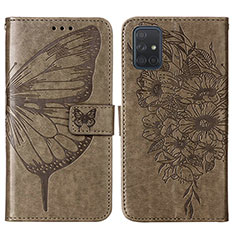 Coque Portefeuille Papillon Livre Cuir Etui Clapet Y01B pour Samsung Galaxy A51 4G Gris