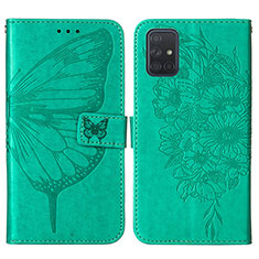 Coque Portefeuille Papillon Livre Cuir Etui Clapet Y01B pour Samsung Galaxy A51 4G Vert