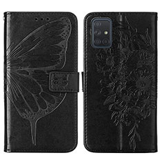 Coque Portefeuille Papillon Livre Cuir Etui Clapet Y01B pour Samsung Galaxy A51 5G Noir