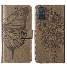 Coque Portefeuille Papillon Livre Cuir Etui Clapet Y01B pour Samsung Galaxy A71 4G A715 Gris
