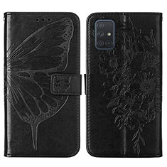 Coque Portefeuille Papillon Livre Cuir Etui Clapet Y01B pour Samsung Galaxy A71 4G A715 Noir