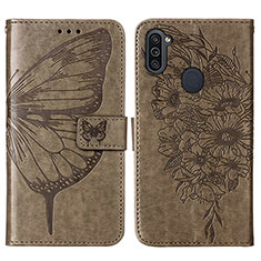 Coque Portefeuille Papillon Livre Cuir Etui Clapet Y01B pour Samsung Galaxy M11 Gris