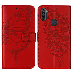 Coque Portefeuille Papillon Livre Cuir Etui Clapet Y01B pour Samsung Galaxy M11 Rouge