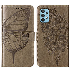 Coque Portefeuille Papillon Livre Cuir Etui Clapet Y01B pour Samsung Galaxy M32 5G Gris