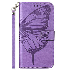 Coque Portefeuille Papillon Livre Cuir Etui Clapet Y01B pour Samsung Galaxy M33 5G Violet Clair