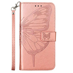 Coque Portefeuille Papillon Livre Cuir Etui Clapet Y01B pour Samsung Galaxy M53 5G Or Rose