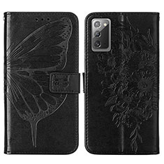 Coque Portefeuille Papillon Livre Cuir Etui Clapet Y01B pour Samsung Galaxy Note 20 5G Noir