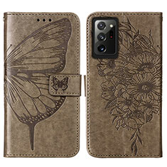 Coque Portefeuille Papillon Livre Cuir Etui Clapet Y01B pour Samsung Galaxy Note 20 Ultra 5G Gris