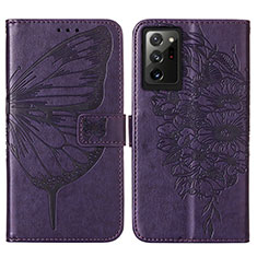 Coque Portefeuille Papillon Livre Cuir Etui Clapet Y01B pour Samsung Galaxy Note 20 Ultra 5G Violet