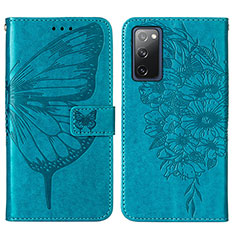 Coque Portefeuille Papillon Livre Cuir Etui Clapet Y01B pour Samsung Galaxy S20 FE (2022) 5G Bleu