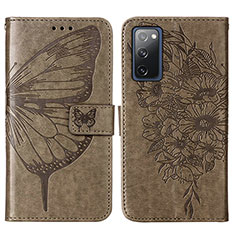 Coque Portefeuille Papillon Livre Cuir Etui Clapet Y01B pour Samsung Galaxy S20 FE (2022) 5G Gris