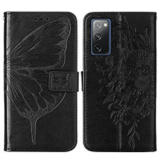 Coque Portefeuille Papillon Livre Cuir Etui Clapet Y01B pour Samsung Galaxy S20 FE 5G Noir
