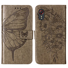 Coque Portefeuille Papillon Livre Cuir Etui Clapet Y01B pour Samsung Galaxy XCover 5 SM-G525F Gris
