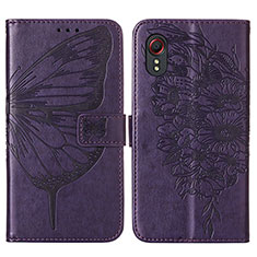 Coque Portefeuille Papillon Livre Cuir Etui Clapet Y01B pour Samsung Galaxy XCover 5 SM-G525F Violet