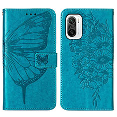 Coque Portefeuille Papillon Livre Cuir Etui Clapet Y01B pour Xiaomi Mi 11i 5G Bleu