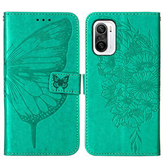 Coque Portefeuille Papillon Livre Cuir Etui Clapet Y01B pour Xiaomi Mi 11i 5G Vert