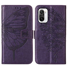 Coque Portefeuille Papillon Livre Cuir Etui Clapet Y01B pour Xiaomi Mi 11i 5G Violet