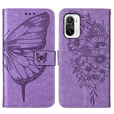 Coque Portefeuille Papillon Livre Cuir Etui Clapet Y01B pour Xiaomi Mi 11X 5G Violet Clair