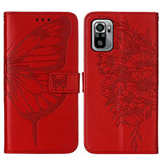 Coque Portefeuille Papillon Livre Cuir Etui Clapet Y01B pour Xiaomi Poco M5S Rouge