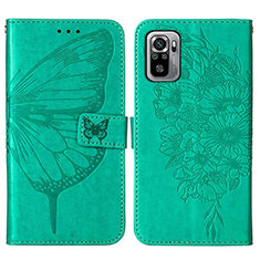Coque Portefeuille Papillon Livre Cuir Etui Clapet Y01B pour Xiaomi Poco M5S Vert