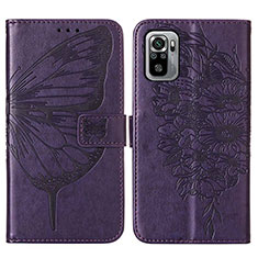 Coque Portefeuille Papillon Livre Cuir Etui Clapet Y01B pour Xiaomi Poco M5S Violet
