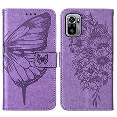 Coque Portefeuille Papillon Livre Cuir Etui Clapet Y01B pour Xiaomi Poco M5S Violet Clair