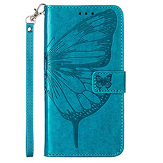 Coque Portefeuille Papillon Livre Cuir Etui Clapet Y02B pour Samsung Galaxy A02s Bleu