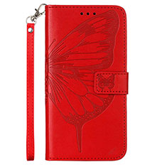 Coque Portefeuille Papillon Livre Cuir Etui Clapet Y02B pour Samsung Galaxy A02s Rouge