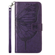 Coque Portefeuille Papillon Livre Cuir Etui Clapet Y02B pour Samsung Galaxy A02s Violet