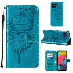 Coque Portefeuille Papillon Livre Cuir Etui Clapet Y02B pour Samsung Galaxy M33 5G Bleu