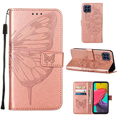 Coque Portefeuille Papillon Livre Cuir Etui Clapet Y02B pour Samsung Galaxy M33 5G Or Rose