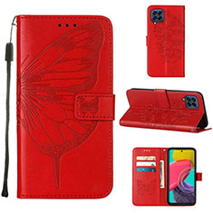 Coque Portefeuille Papillon Livre Cuir Etui Clapet Y02B pour Samsung Galaxy M33 5G Rouge