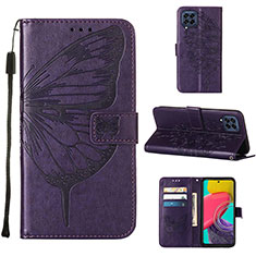 Coque Portefeuille Papillon Livre Cuir Etui Clapet Y02B pour Samsung Galaxy M33 5G Violet