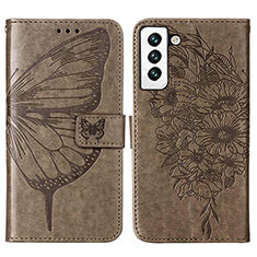 Coque Portefeuille Papillon Livre Cuir Etui Clapet Y06B pour Samsung Galaxy S21 5G Bronze