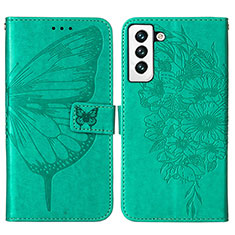 Coque Portefeuille Papillon Livre Cuir Etui Clapet Y06B pour Samsung Galaxy S21 5G Vert