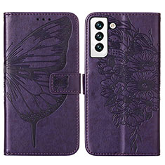 Coque Portefeuille Papillon Livre Cuir Etui Clapet Y06B pour Samsung Galaxy S21 5G Violet