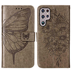 Coque Portefeuille Papillon Livre Cuir Etui Clapet Y06B pour Samsung Galaxy S22 Ultra 5G Bronze
