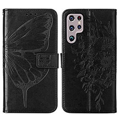 Coque Portefeuille Papillon Livre Cuir Etui Clapet Y06B pour Samsung Galaxy S22 Ultra 5G Noir