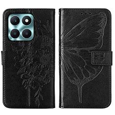 Coque Portefeuille Papillon Livre Cuir Etui Clapet YB1 pour Huawei Honor X6a Noir