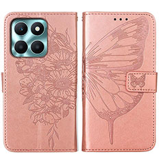 Coque Portefeuille Papillon Livre Cuir Etui Clapet YB1 pour Huawei Honor X6a Or Rose