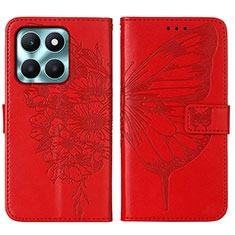 Coque Portefeuille Papillon Livre Cuir Etui Clapet YB1 pour Huawei Honor X6a Rouge
