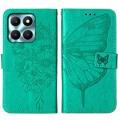 Coque Portefeuille Papillon Livre Cuir Etui Clapet YB1 pour Huawei Honor X6a Vert