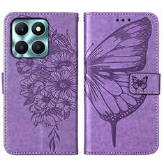 Coque Portefeuille Papillon Livre Cuir Etui Clapet YB1 pour Huawei Honor X6a Violet Clair