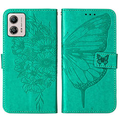 Coque Portefeuille Papillon Livre Cuir Etui Clapet YB1 pour Motorola Moto G53y 5G Vert