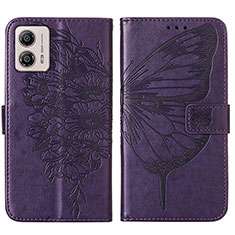 Coque Portefeuille Papillon Livre Cuir Etui Clapet YB1 pour Motorola Moto G53y 5G Violet
