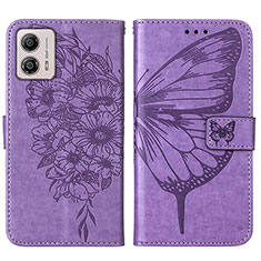 Coque Portefeuille Papillon Livre Cuir Etui Clapet YB1 pour Motorola Moto G53y 5G Violet Clair