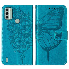 Coque Portefeuille Papillon Livre Cuir Etui Clapet YB1 pour Nokia C31 Bleu